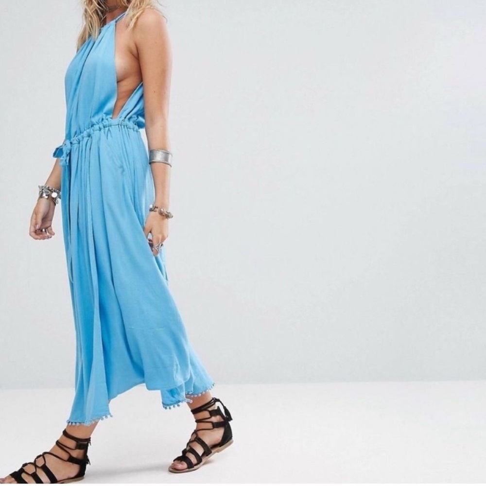 Free People Spring Love Halter Midi in Blue Rain